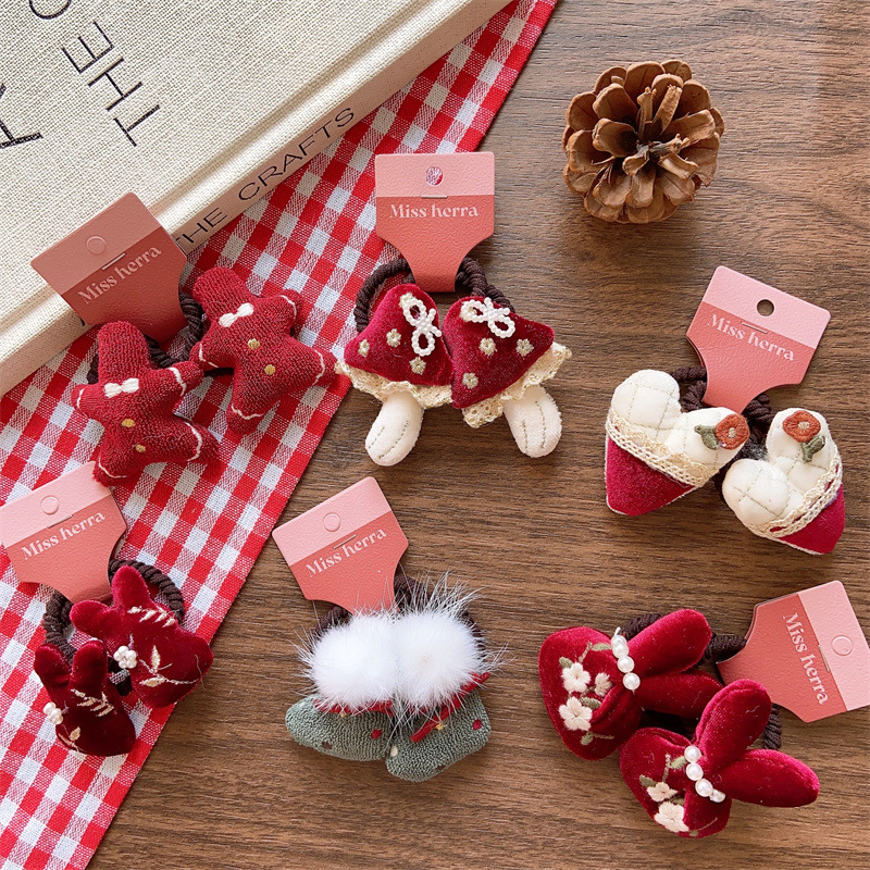 Regalo di Natale Mori ragazza colore bambini carino imbottito cotone coniglio capelli cerchio ragazza vino rosso Natale rosso amore testa corda coppia_voghion.com