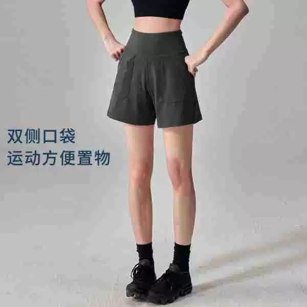 Кросс-бордерные шорты для йоги с высокой талией и контролем живота, повседневные шорты для бега и тренировок, летние тонкие свободные спортивные шорты