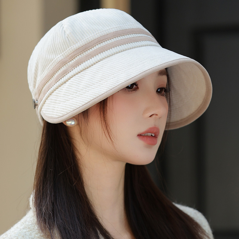 2025年新作韓国風帽子、秋冬の女性用高級暖かい乗馬帽、大きなつば、顔が見える、小さくて多用途なひさしキャップ|undefined
