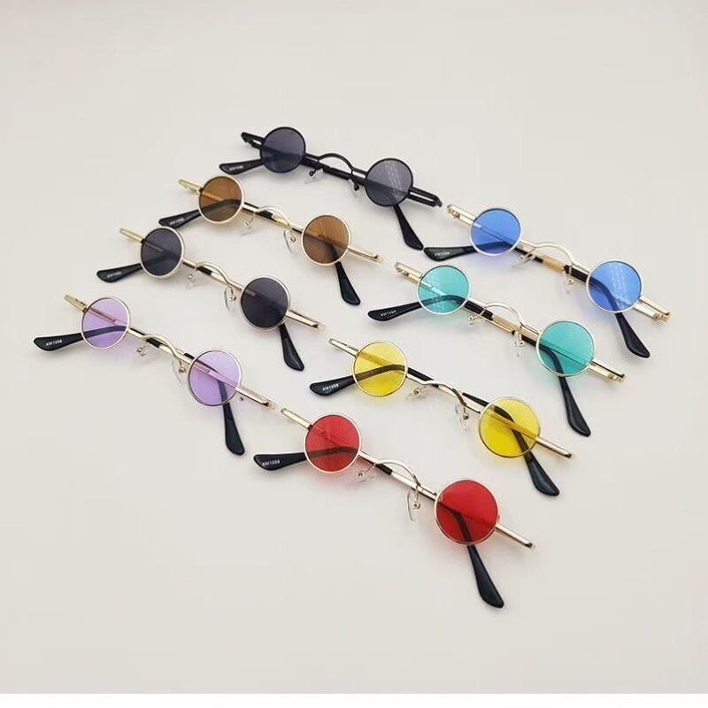 Ultra Small Round Retro Sunglasses Mini Internet Celebrity Ins Round Frame Photo Small Glasses Men's and Women's Sunglasses Punk Trendy