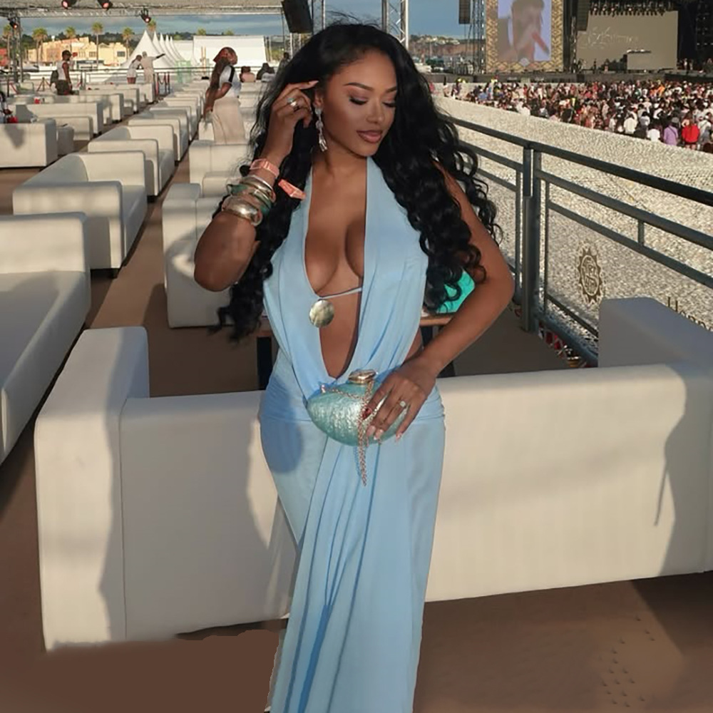 Women's Halter Neck Backless Top And Bodycon Skirt Set Elegant_voghion.com