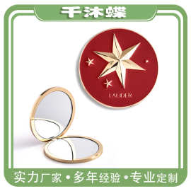 深圳厂家批发制作生产金属珐琅烤漆圆形折叠镜精致随身礼品镜定制