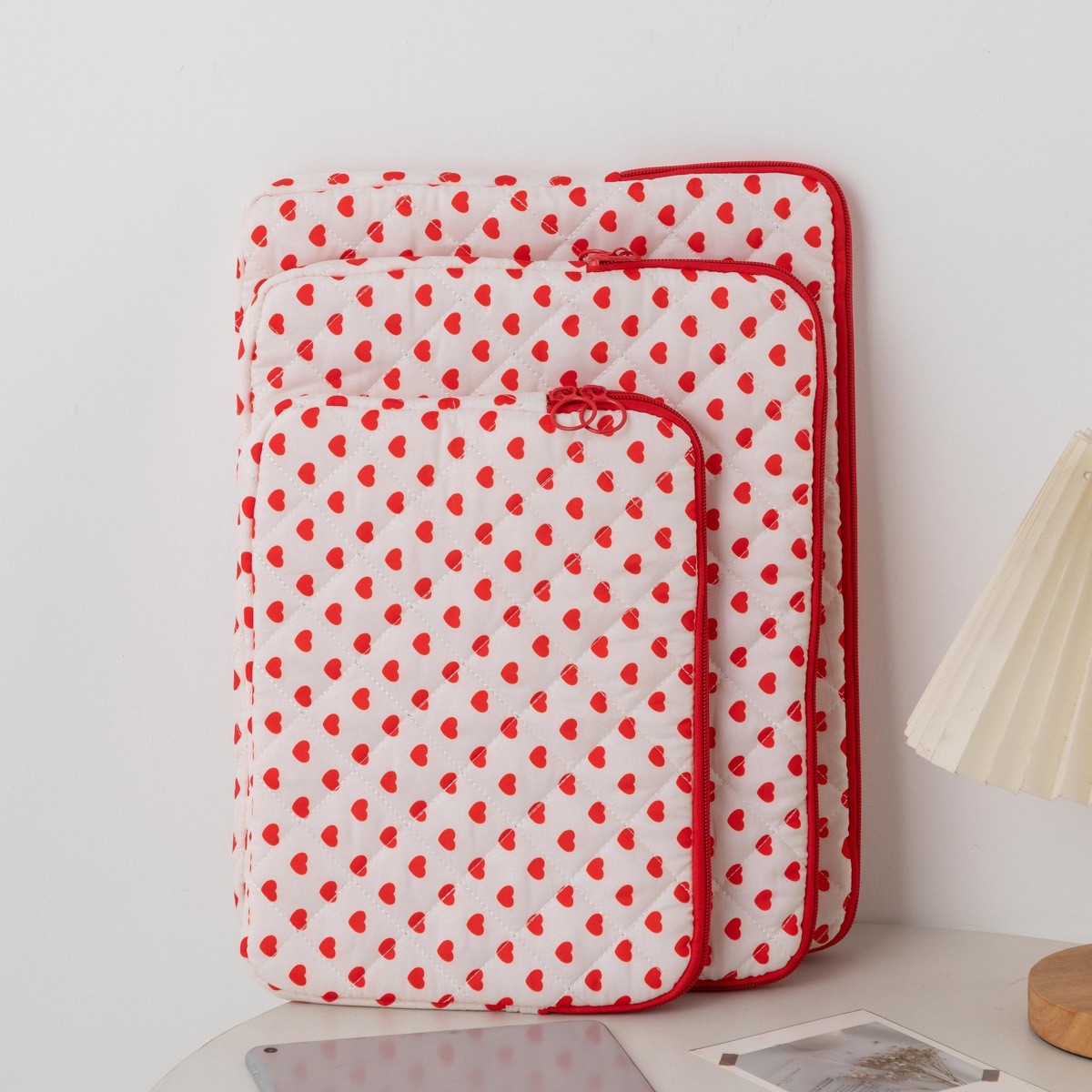 Love-Themed iPad Sleeve Bag, Apple Laptop Bag, Floral Cherry Design, 11-Inch 13inch 15inch Model, Breathable and Lightweight