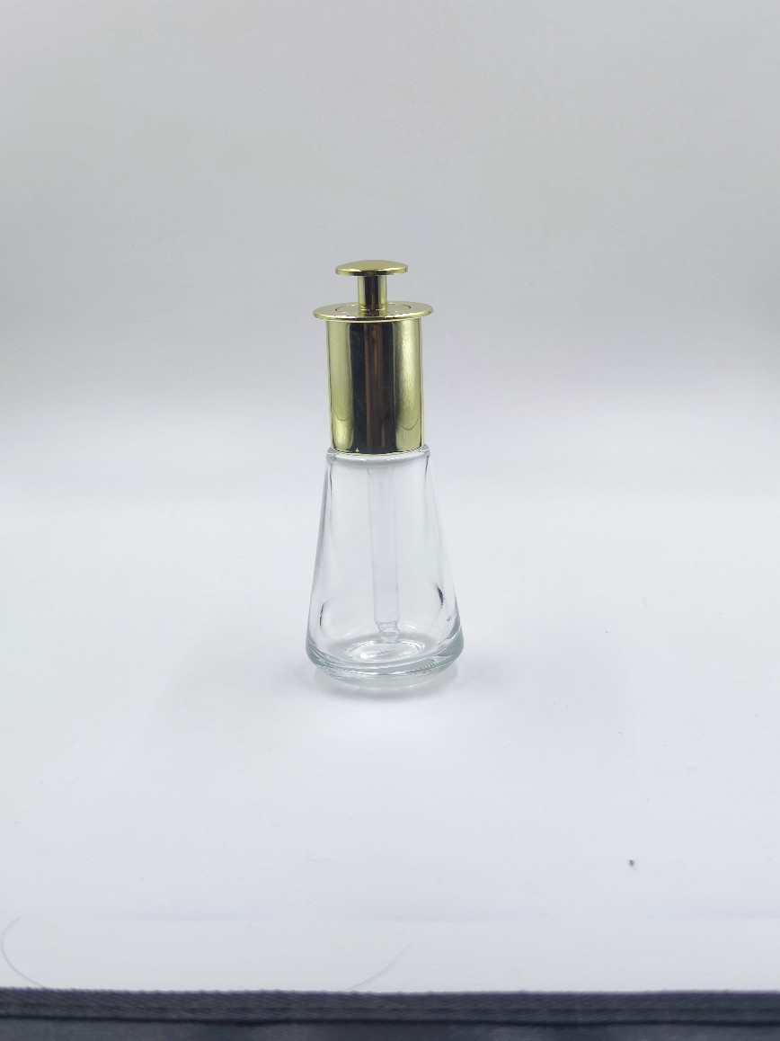现货30ml新款天线宝宝按压滴泵精华液瓶 锥形精油瓶 原液分装玻璃