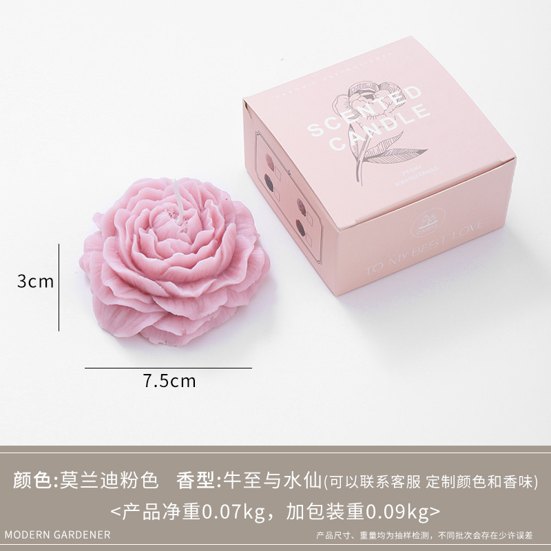 Flores de peonía románticas hechas a mano, modelado artístico, fragancia, velas perfumadas, novias para niñas, regalos especiales, adornos