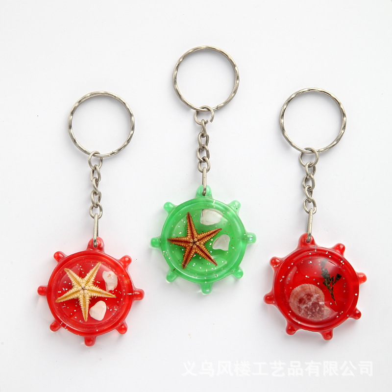 Llavero con conchas y estrellas de mar, recuerdo creativo de playa, venta directa de fábrica