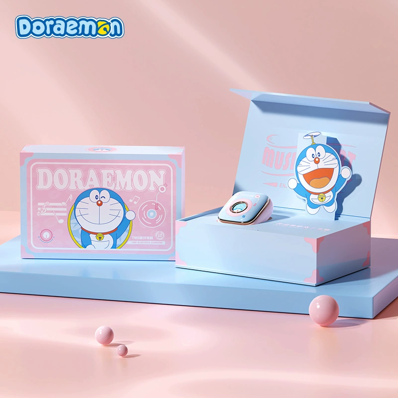 Doraemon retro TWS wireless Bluetooth headset second -generation cute mini -portable semi -in -ear music headset