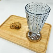 创意浮雕玻璃杯咖啡杯彩色高脚水杯中果汁冷饮杯甜品慕斯杯