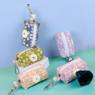 Cross-border new pet dog out walking dog portable dog poop bag spring and summer flower garbage bag dispenser manufacturers