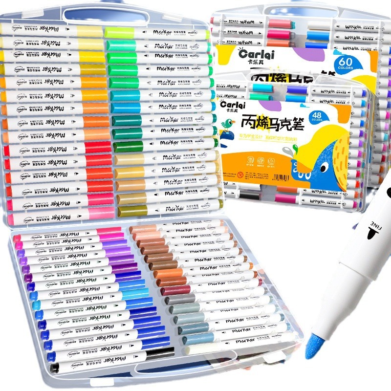 アクリルマークペン児童小学生専用の色が透けない水彩ペンセット幼稚園の手描き画