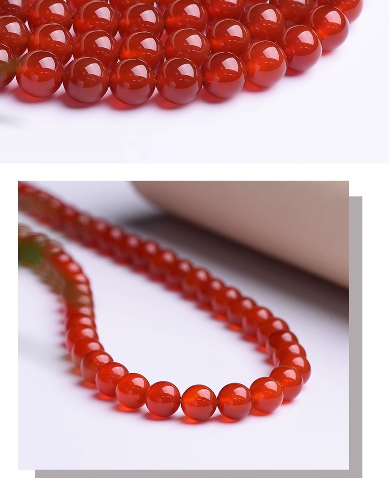 红玛瑙圆珠长条