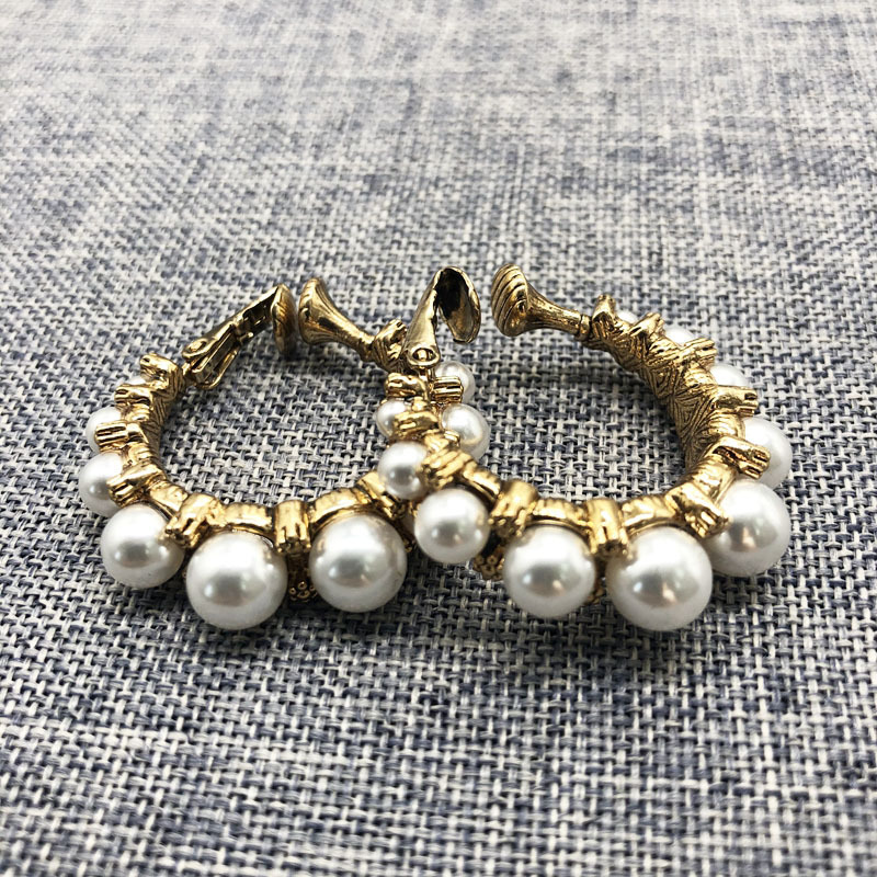 16g Weight Alloy Ear Needle Material Earrings Classification Anniversary Occasion Imitation Pearl, Alloy Material Printing Pattern Women'S Gender Vacation, Simple Style Style Silver Color Vacation Simple Style Printing Imitation Pearl Alloy Earrings 13