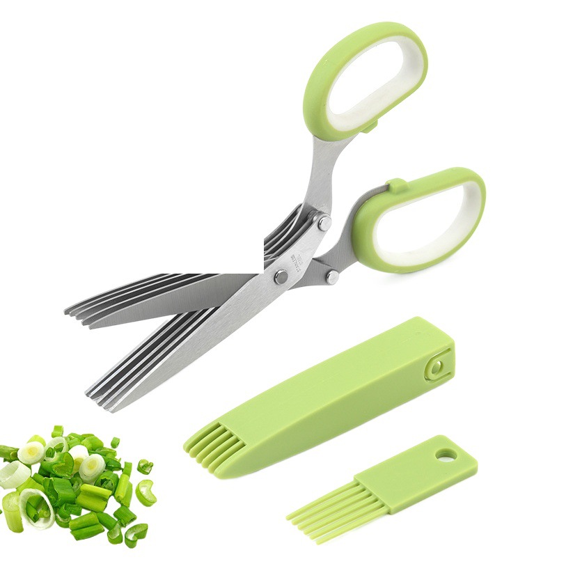 Factory Spot Multi-Layer Green Onion Vegetable Scissors Five-Layer Vanilla Shredded Paper Scissors Three-Layer Stainless Steel Herbal Scissors