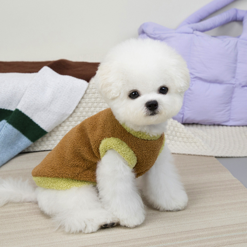 宠物服装小型犬狗衣服猫咪秋冬保暖舒适新款批发25撞色绒背心|undefined