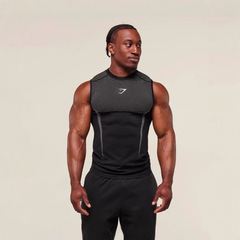 GYMSHARK 新しいメンズスポーツフィットネス弾性ベストトップカジュアル通気性タイトノースリーブカジュアルランニング