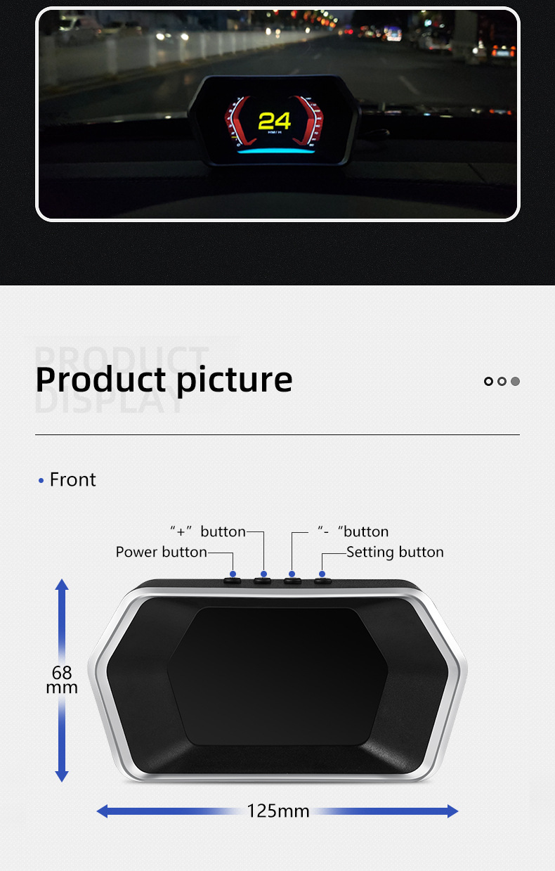 P17 Head-Up Display OBD+(GPS+Beidou) 4.3inch LED Color LCD Screen Display 5V USB Universal