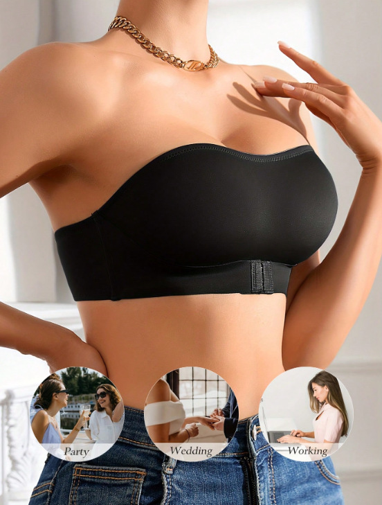 Hebilla delantera sexy, soporte lateral, top de tubo antideslizante para mujer, corsé ligero y transpirable, pecho pequeño, sujetador fruncido, sin tirantes