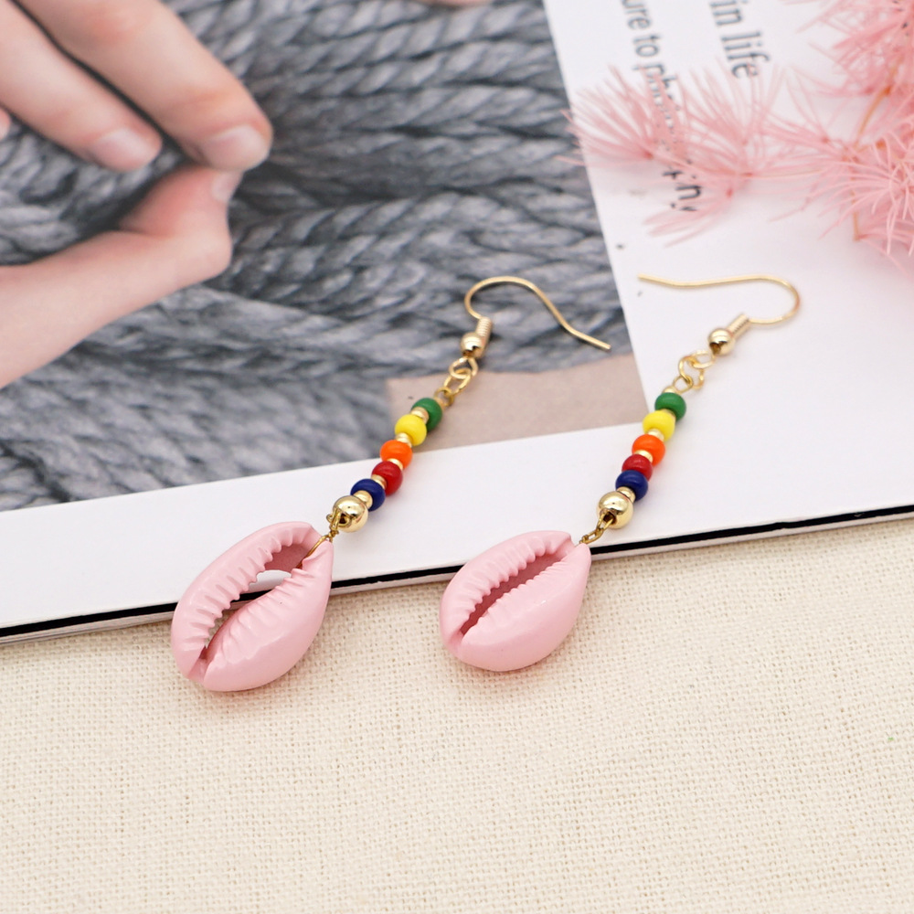 Bohemian Shell Colorful Bead Earrings display picture 10