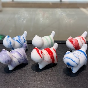Manufacturer Wholesale Intangible Cultural Heritage Fluid Floating Paint Cat Hand-Painted Fluid Tsundere Cat Faceless Cat Lacquer Crafts Ornaments
