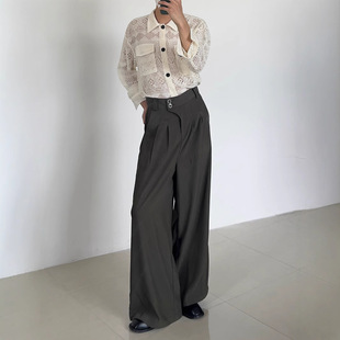 Wide Leg Pants Men's 2025 Spring and Autumn New Japanese Retro Style Minimalist Design Sense Daggy Casual Pants Men's Wear