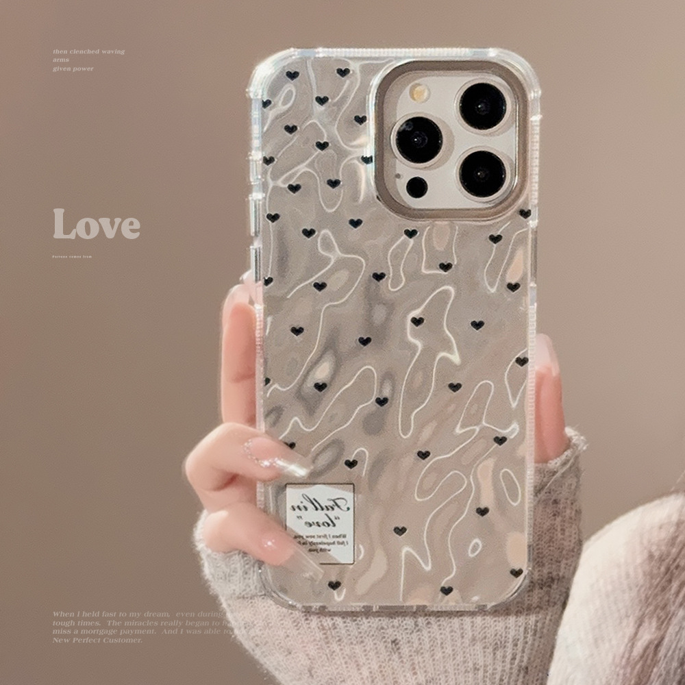 Ins galvanoplastia pequeño amor para iPhone15 funda para iPhone 16pro max simple 13 sentido avanzado 12 duro