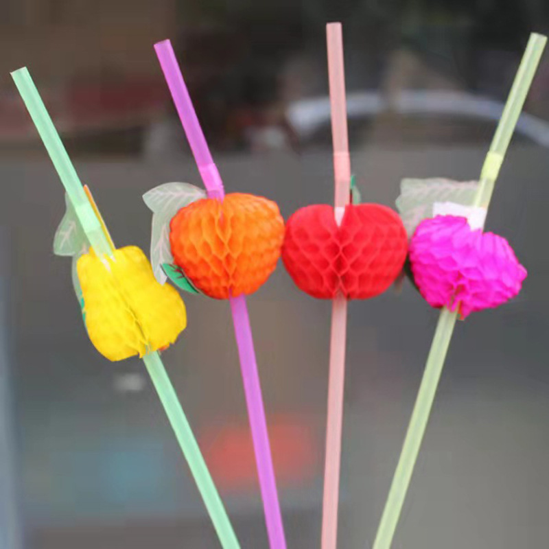 Partido creativo paja plástico bebida paja foto apoyos tridimensional panal Flamingo forma decorativa paja