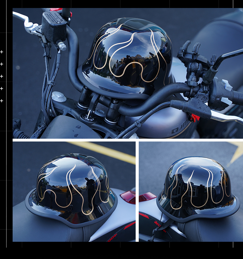 Motorcycle Helmets for Men and Women, Summer Retro Cruise Half Helmets, Pedal Motorcycles, Lightweight Four-Season Breathable Scoop Helmets