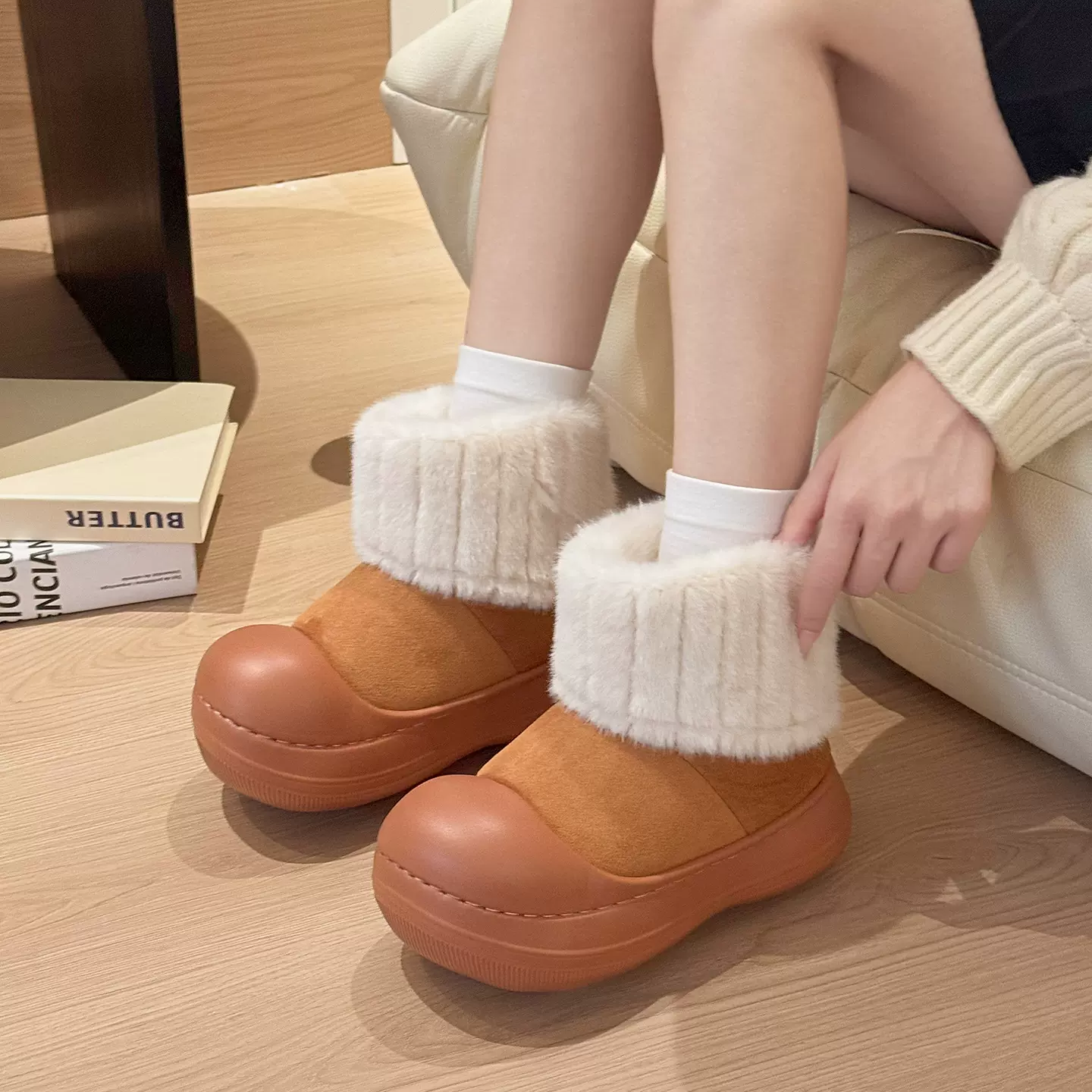 南波万雪地靴女冬季加绒加厚保暖儿童棉鞋厚底户外防滑亲子雪地靴