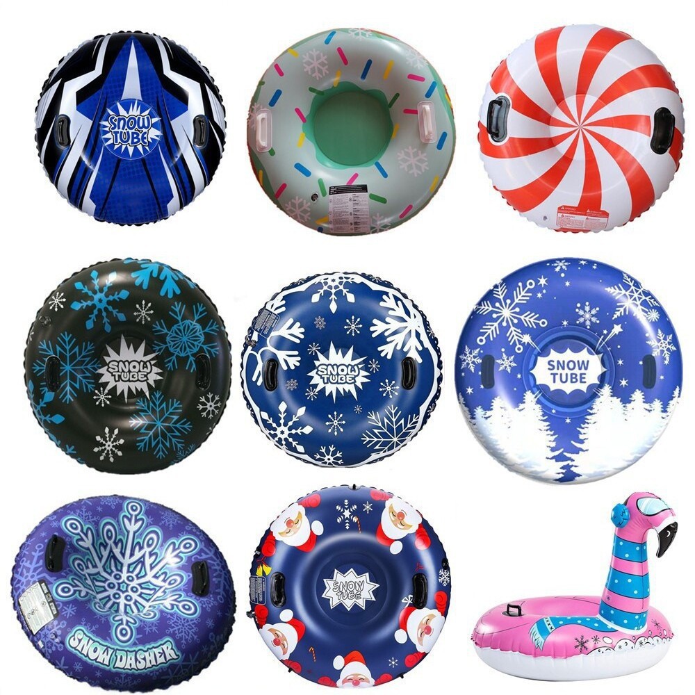 Inflatable Ski Ring Thickened Cold-Resistant PVC Sled for Adults and Children Cartoon Christmas Snow Sledding Outdoor Toy