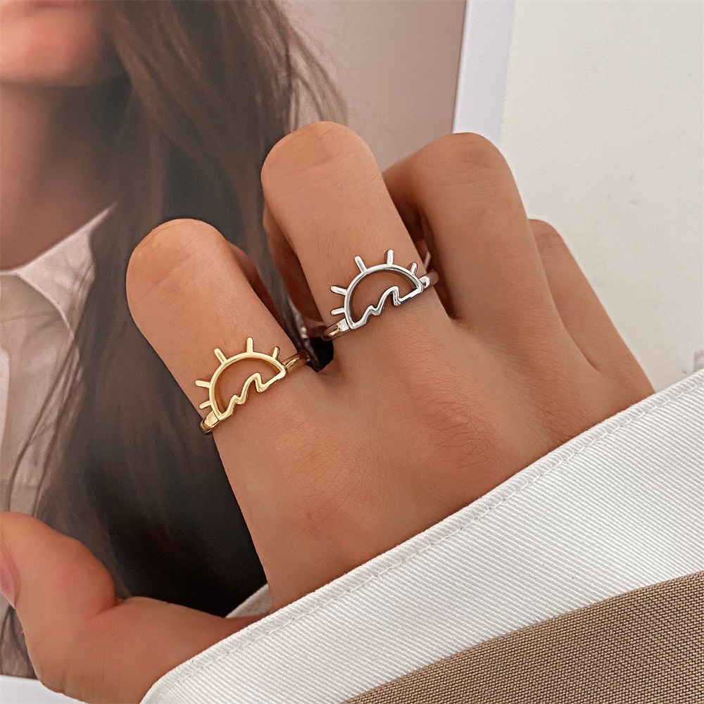 Simple Style Sun Sea Wave Copper Plating Hollow Out Open Ring display picture 2