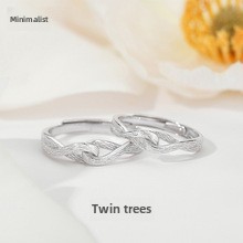 Bague de couple de style coréen pour hommes et femmes, paire de bagues de couple en argent sterling, bijoux de luxe, cadeau de Saint-Valentin_voghion.com