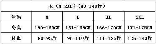 女(M-2XL)(80-140斤)