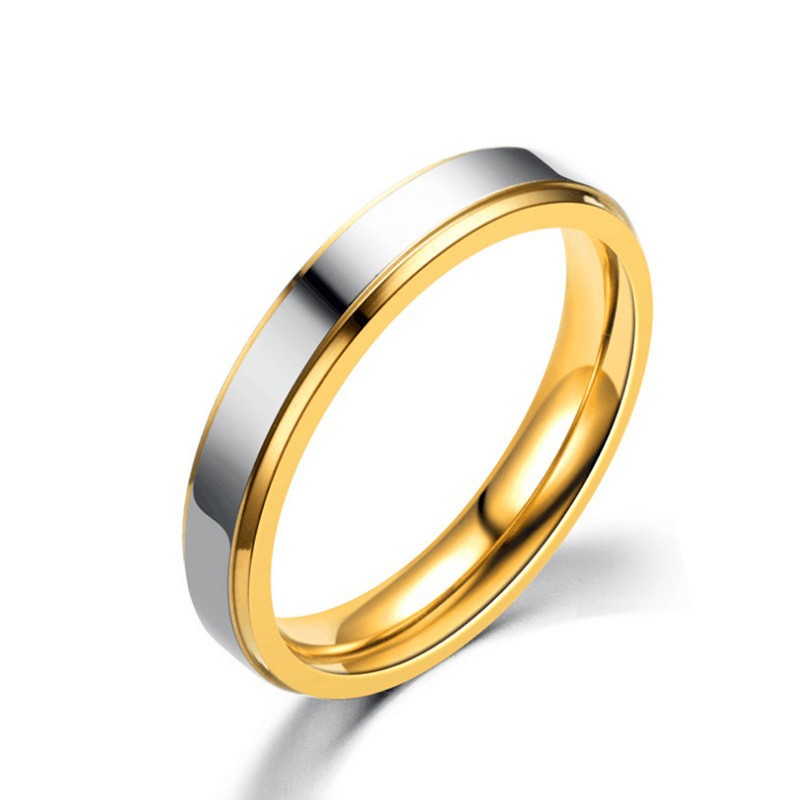 Anillo de pareja de acero titanio de dos colores de oro popular transfronterizo Anillo brillante de acero inoxidable de nicho europeo y americano joyería al por mayor