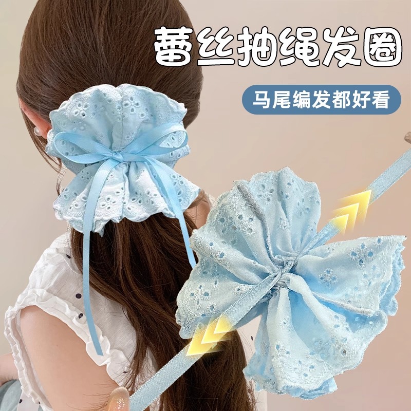 Nuevo estilo francés elegante chica con cola de caballo temperamento cuerda para la cabeza sentido de alta gama bola cuerda para el cabello moda estilo de explosión intestino grueso