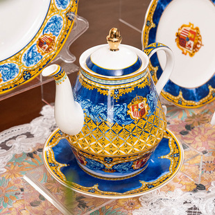 European-style luxury collection palace style high bone china tea set suit Sevilla time single pot ceramic mother and child pot