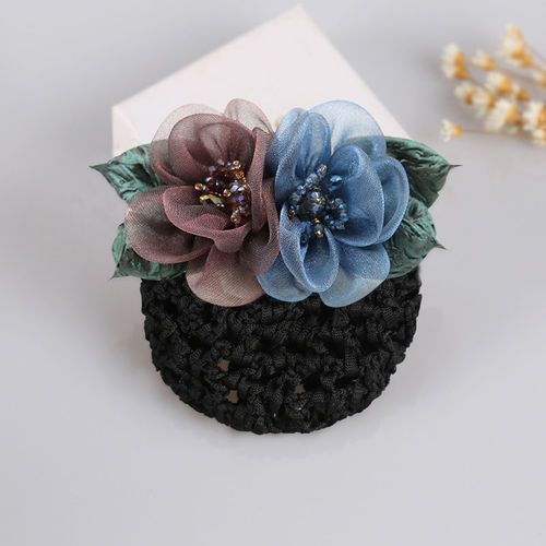 Flower-headed girl Korean version bank hotel professional flower hair net nurse coiled hair net bag back of head hair band headband hair accessories