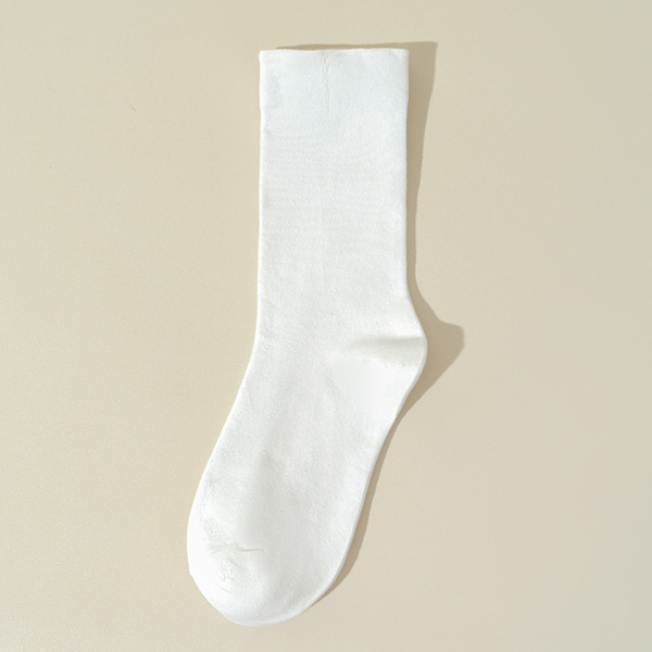 White Socks for Women, Spring and Summer, Pure Cotton Mid-Calf Socks, Seamless Maternity Socks, Full Cotton Long Socks, Slouch Socks, Zhuji Sock Wholesale