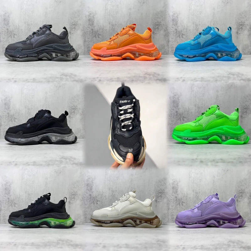 Кроссовки Chunyuan Paris Daddy Triple S Crystal, уличные, с толстой подошвой, "молочный чай" эффект, увеличивающие рост, женские; обувь Putian, мужская; парная обувь