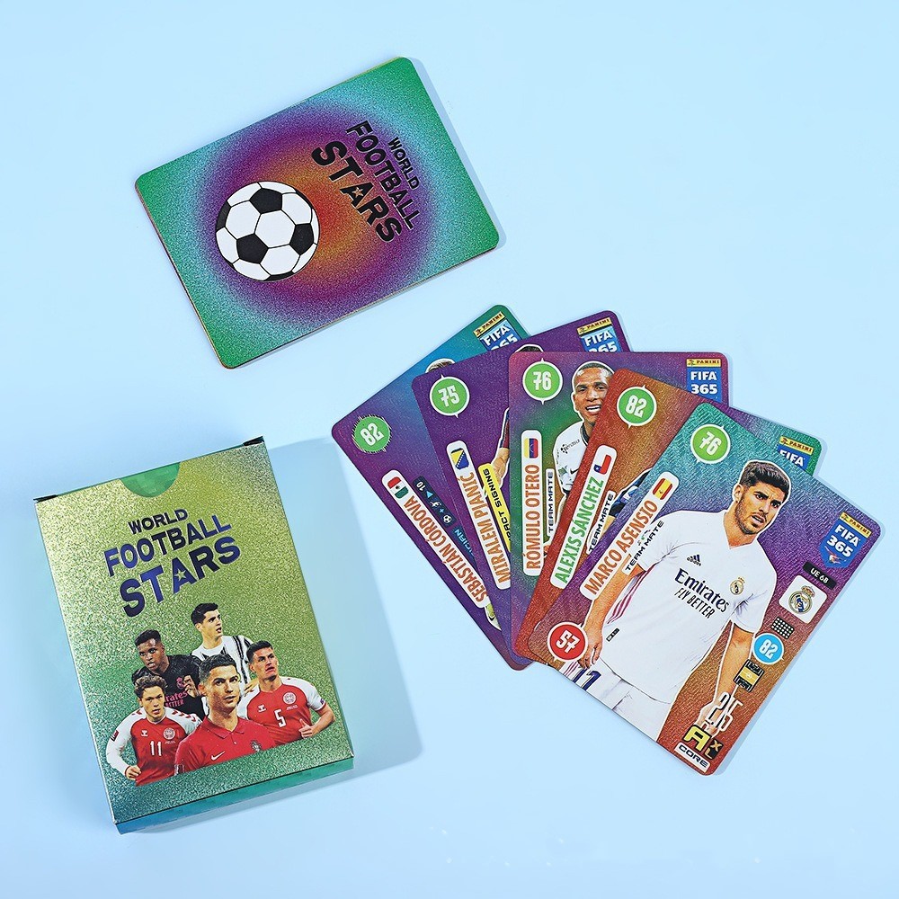 Copa del Mundo de fútbol tarjetas de lámina de oro estampado tarjetas flash Copa del Mundo de Europa Cromesi estrella tarjetas de colección 55