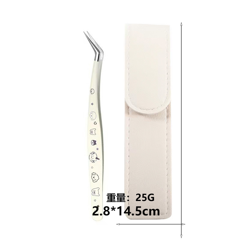 Golden Feather Clip-Milk White Puppy + Leather Case