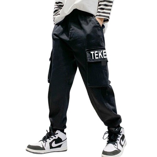 Children's Autumn and Winter Fleece-Lined, Thickened, Comfortable, All-Match, Casual, Fashionable, Western-Style Boys' Clothing: Slim-Fit Workwear Trousers—Handsome