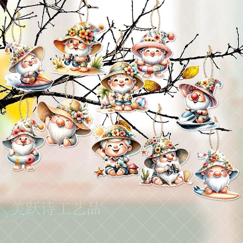 Tema de enano Decoración de fiesta hawaiana de verano Colgante de etiqueta Decoración de fiesta de playa tropical Colgante de enano