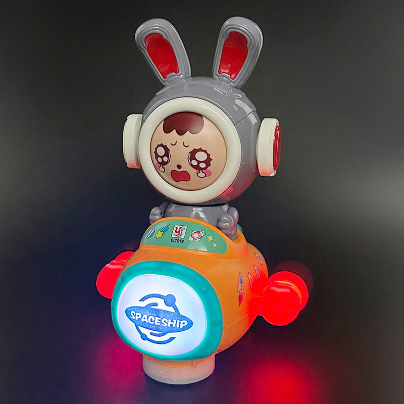 Douyin mismo estilo eléctrico universal que cambia la cara nave espacial conejo luz música nave espacial juguetes para niños al por mayor transfronterizo