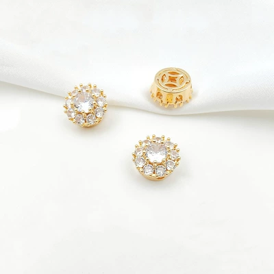 Zərgərlik ara hissələri: Round Square Four-Leaf Flower Porous - style-12-white-zirconium-130mm-gold