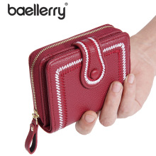 女款钱包 baellerry新款短款跨境时尚搭扣拉链零钱包绣花风琴卡包