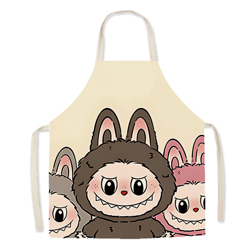 Labubu 漫画生地エプロンベーキングキッチンホームパーソナライズクリエイティブアートギフト防汚カバーオール|undefined