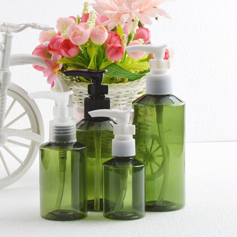 50ml100ml150ml200ml毫升斜肩墨绿洗发水瓶塑料空瓶按压瓶分装瓶