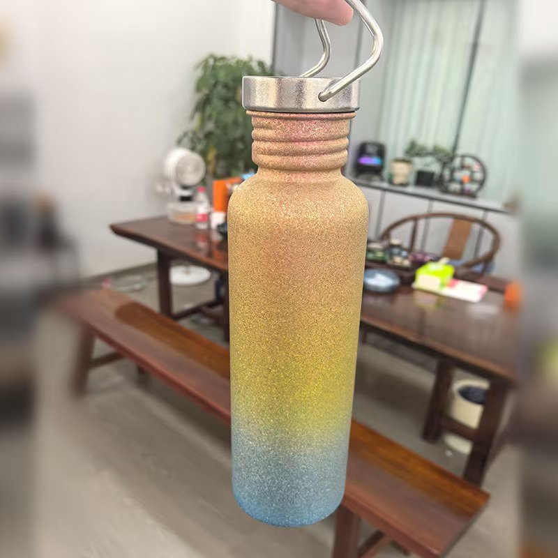 Hervidor deportivo de titanio puro, taza de titanio de una sola capa, taza de agua para acampar, botella de agua, equipo portátil de ciclismo al aire libre, azul barbacoa