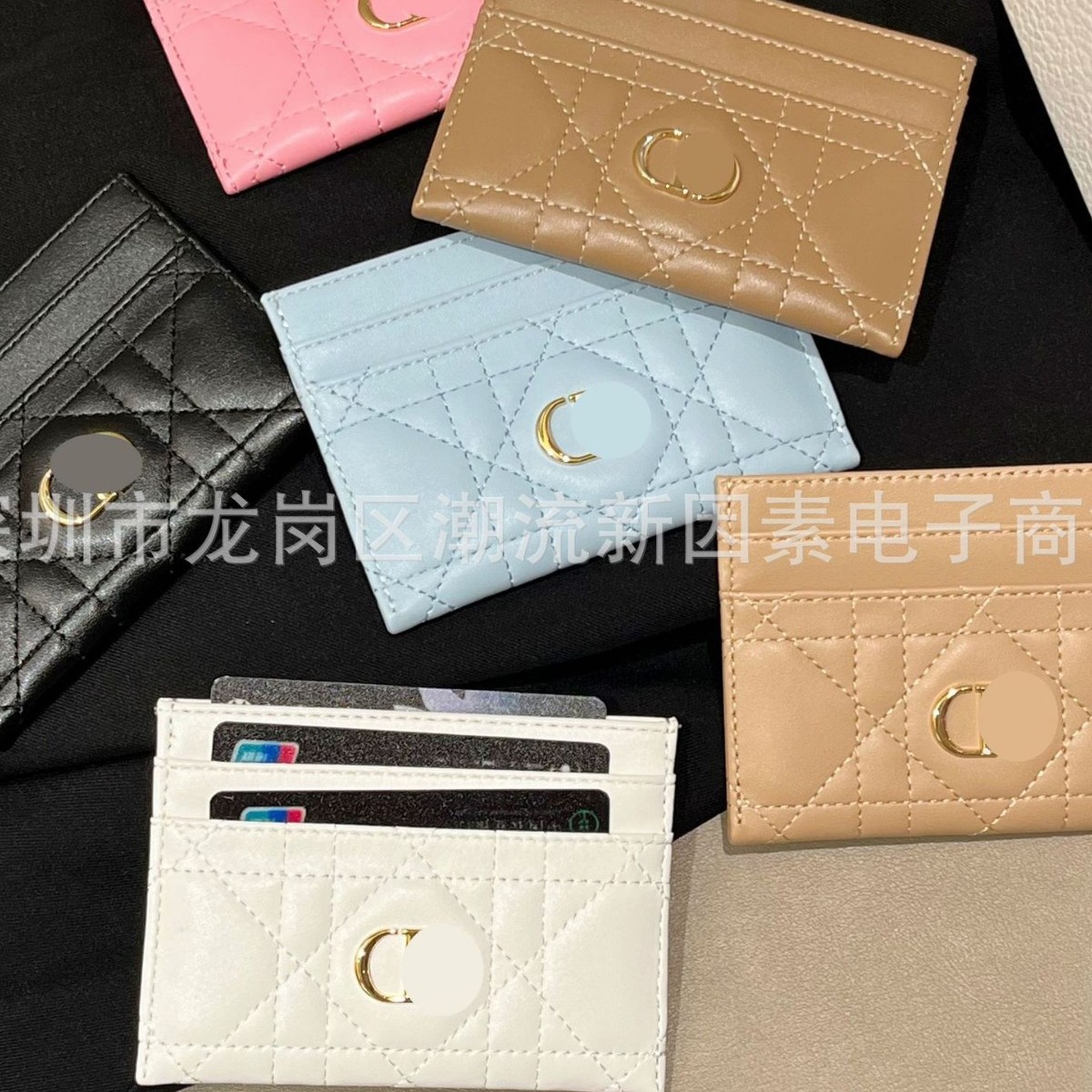 厂家现货直批藤格纹卡包仿皮5卡卡套钱包收纳包潮牌奢双d外贸百搭