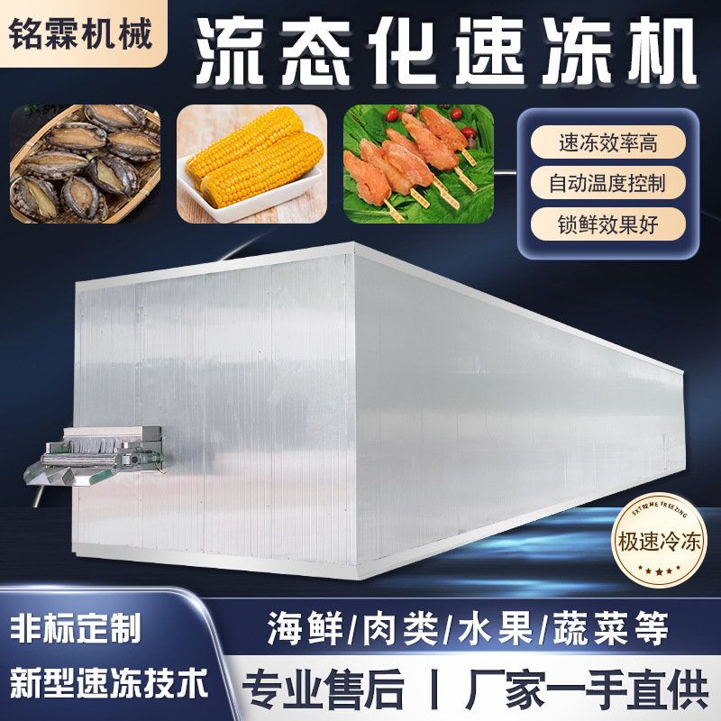 海参鲍鱼海产品流态化速冻机 玉米芋头速冻机 油炸鸡柳速冻流水线
